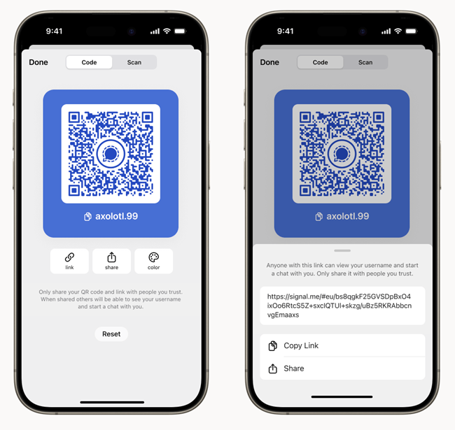 Signal Unveils 'Usernames' qr code