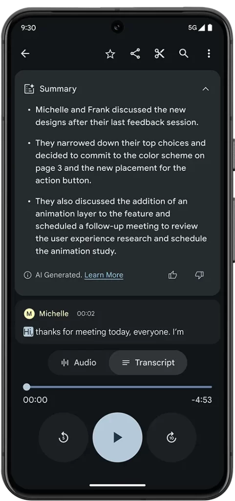 Smarter Recorder app on Pixel 8 series: