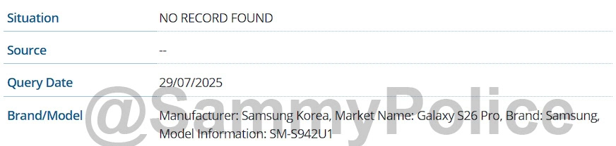 GSMA registration Galaxy S26 Pro