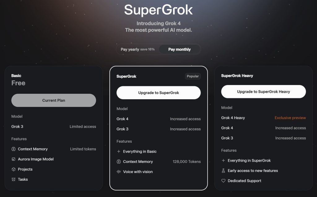 xAI Unveils Grok 4 Pricing