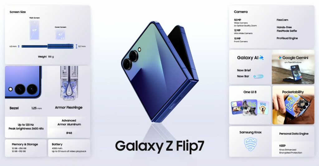 Samsung Galaxy Z Flip7 and Z Flip7 FE Specs
