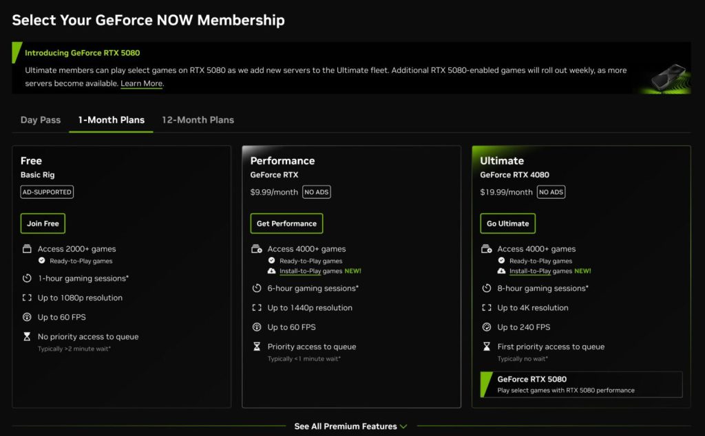 GeForce NOW Pricing