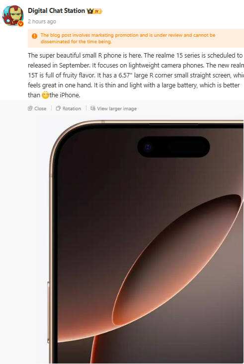 Realme 15T Specifications Leak