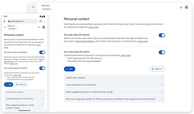 Gemini Personalized AI Responses