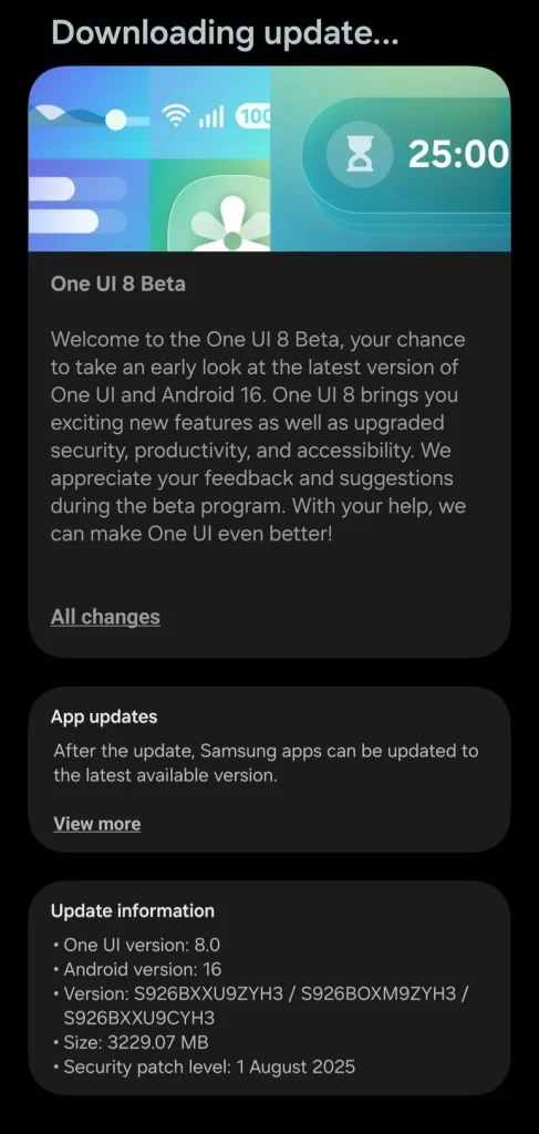 Samsung One UI 8 Beta Update