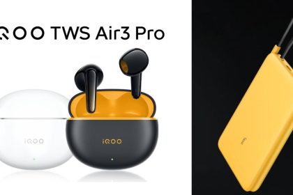 iQOO Launches TWS Air3 Pro Earbuds with 50dB ANC and 22.5W 10,000mAh Power Bank with Built-In Cable
