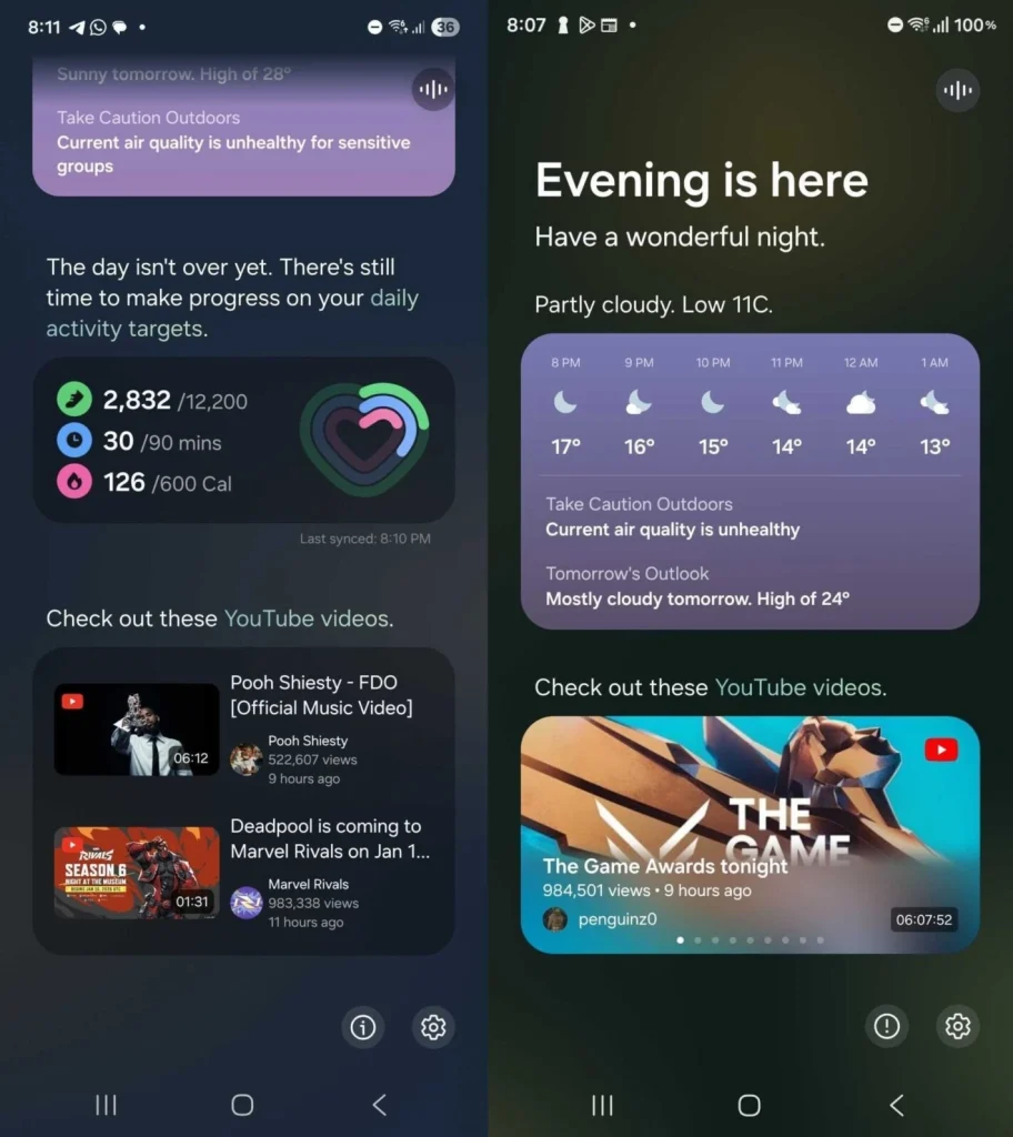 YouTube Carousel in Now Brief