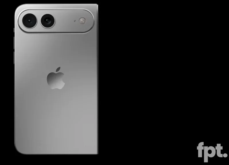 The back of the iPhone Fold when closed revealing the two rear-facing cameras.